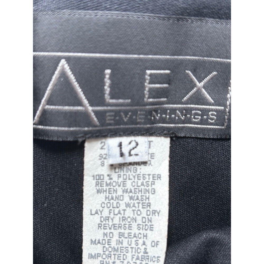Alex Evenings Beaded Formal Gown Size 12 Black Silver‎ Spaghetti Strap Maxi - Picture 9 of 13